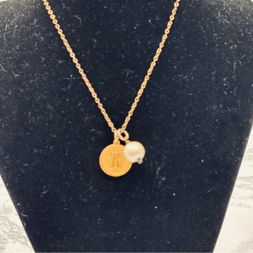 Elegant Gold Necklace with Initial and Pearl